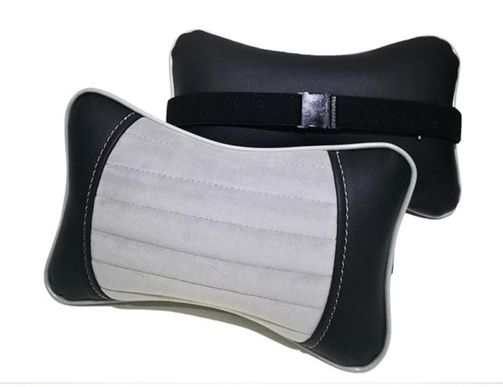 Подушки на подголовник CarFashion -«MONACO» (2шт) - 41147 - Эко-Велюр черный/вст серый/серый/серый