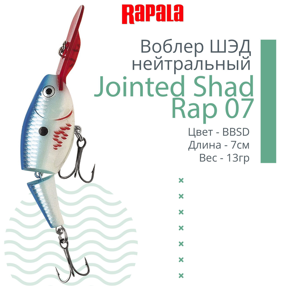 Воблер Jointed Shad Rap 04, 4см, 5гр, цвет FT, нейтральный