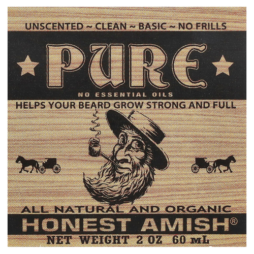 Honest Amish, Чистый бальзам для бороды, без запаха, 60 мл (2 унции)