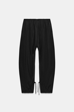 ZARA БРЮКИ BAGGY С ЛЕНТАМИ, ЧЕРНЫЙ