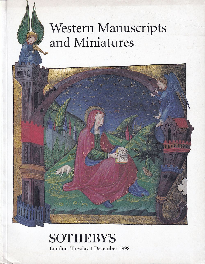 Каталог аукциона Sotheby's, Лондон, Западноевропейские рукописи и книжная миниатюра от 1 декабря 1998 года