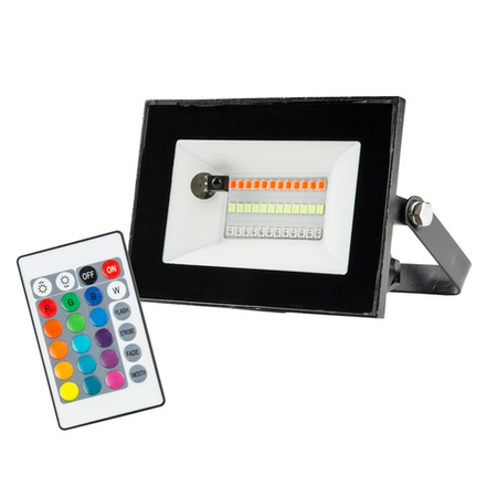 ULF-F60-20W-RGB IP65 200-240В BLACK Прожектор светодиодный. Мультиколор. Пульт ДУ в-к. Корпус черный. TM Uniel