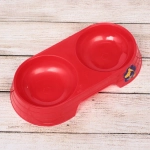 Миска пластиковая двойная «Мр. Марли», цвет красный, 23*12*4см