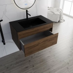 Тумба с раковиной Vincea Chiara 80 VMC-2C800CO/VCB-13800B тёмный дуб/раковина черная