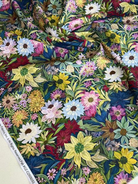 ПОЛЕВЫЕ ЦВЕТЫ, РОМАШКИ, НАРЦИССЫ , отрез 25 см - 100% хлопок 4