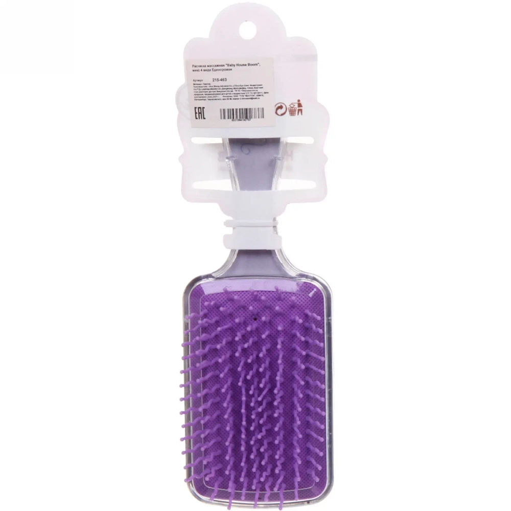 Расческа массажная «Baby House Boom», микс 4 вида Единорожки, 20*6,5см