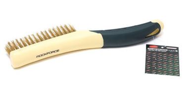 Щетка по металлу ручная в пластиковом корпусе с прорезиненной рукояткой (латунная проволока, 4x16рядов) RockForce##Rock FORCE RF-340121318