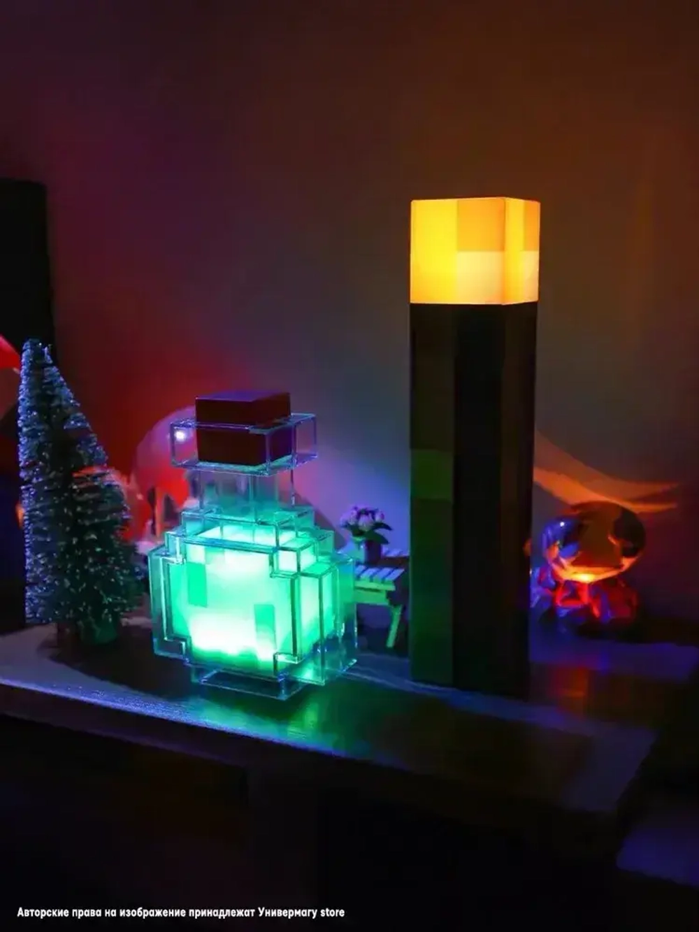 Майнкрафт/minecraft светильник пиксельный / Факел ночник, игровая модель, подарок для ребенка