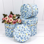 Коробка 18х17 см Набор 3 шт "Цветы на голубом фоне" (Голубой)