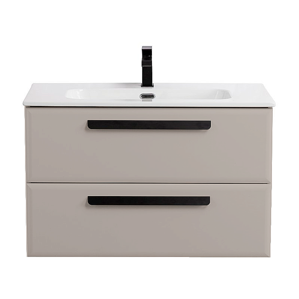 Тумба с раковиной Cezares ECO-CER-N-800-2C-SO-GCO-P+CZR-8095-80 Серо-бежевая матовая