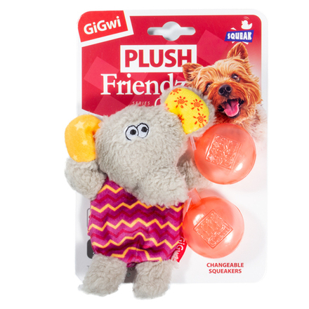 Gigwi PLUSH FRIENDZ игрушка для собак слон со сменными пищалками 13 см