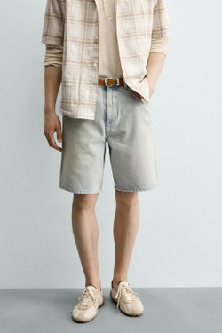 ZARA ДЖИНСОВЫЕ ШОРТЫ RELAXED FIT, ГОЛУБОЙ