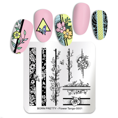 Пластина для стемпинга 6*6 см BORN PRETTY BP-S001 Flower Tango