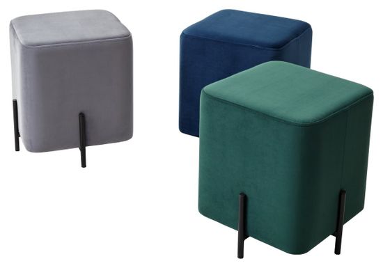 Пуф для гостиной ФЕЛИКС квадратный серый #27, велюр / черный каркас