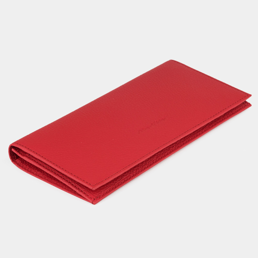 Кошелек кожаный женский, теленок красного цвета