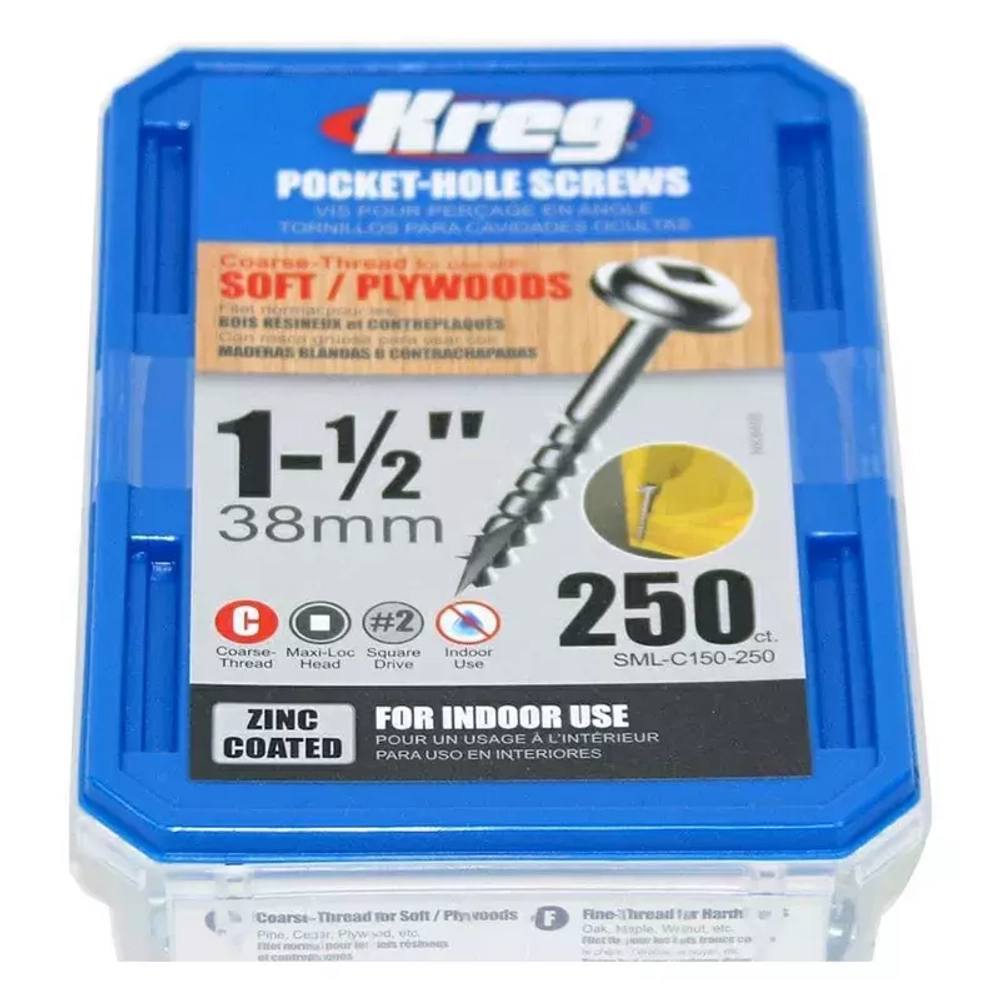 Шурупы с крупным шагом 1-1/2", 250 шт, Kreg SML-C150-250-INT