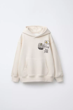 ZARA ХУДИ С ПРИНТОМ «СОЛНЦЕ» ALGO DE JAIME ©, ЭКРЮ/БЕЖЕВЫЙ