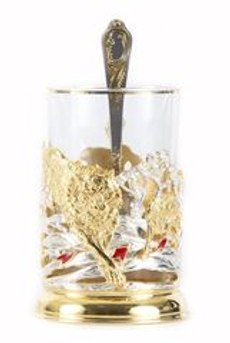 Подстаканник Охота на Волка с позолотой