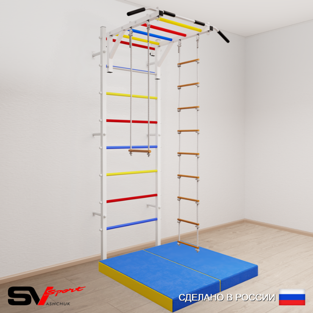 Шведская стенка Sv Sport 5384 (Турник рукоход/Лестница/Трапеция/Мат 1м)