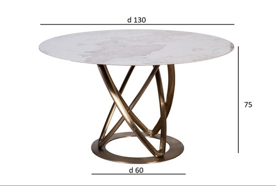 57EL-79000 Стол обеденный белый керамика d130*75см