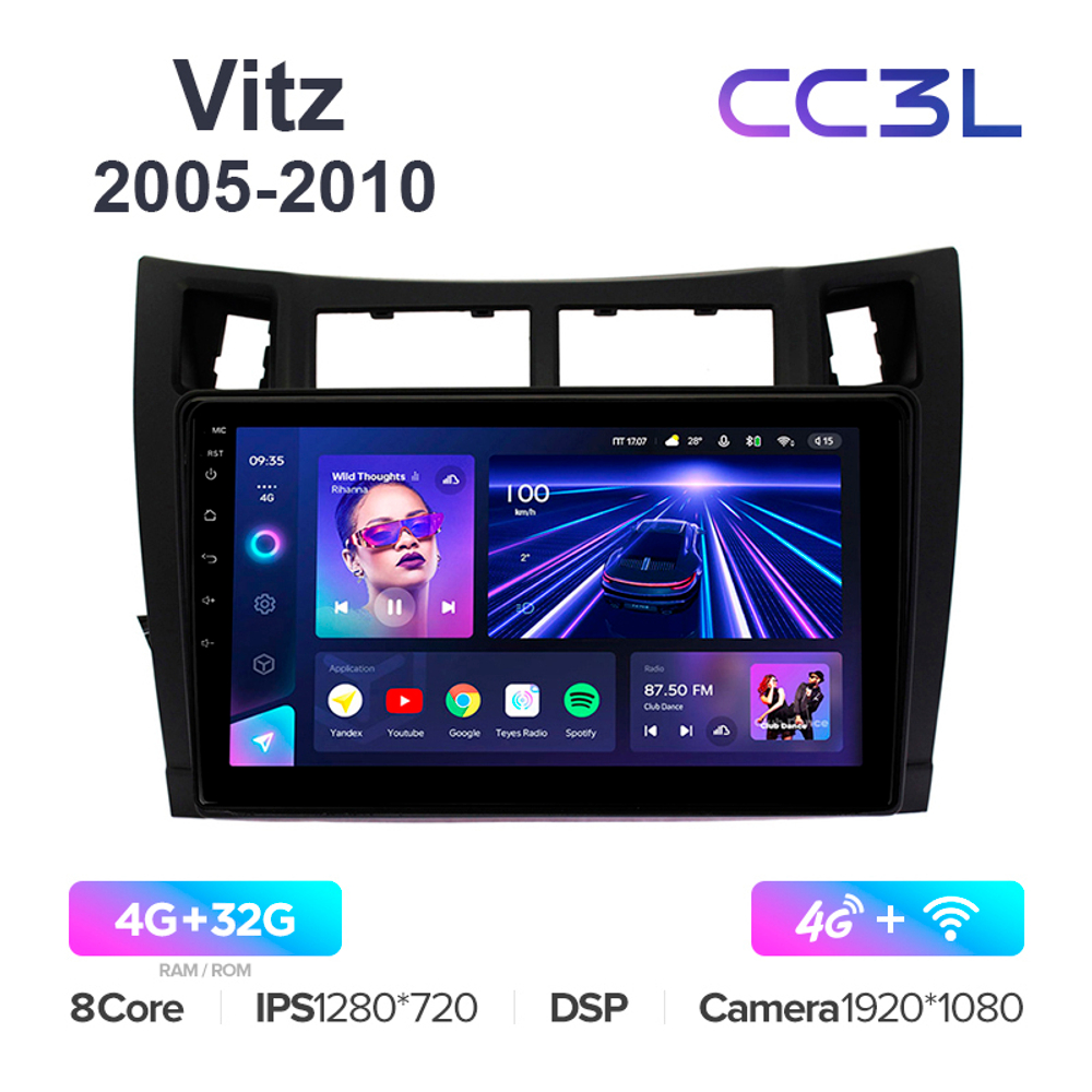 Teyes CC3L 9"для Toyota Vitz 2005-2010