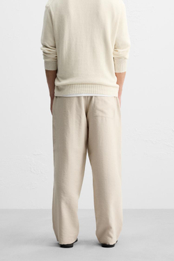 ZARA БРЮКИ ИЗ СМЕСОВОГО ЛИОЦЕЛЛА, БЕЖЕВЫЙ