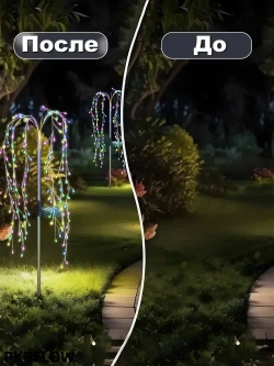 PKBFLOW Светильник садовый на солнечной батарее Ива,2 шт,множество цветов