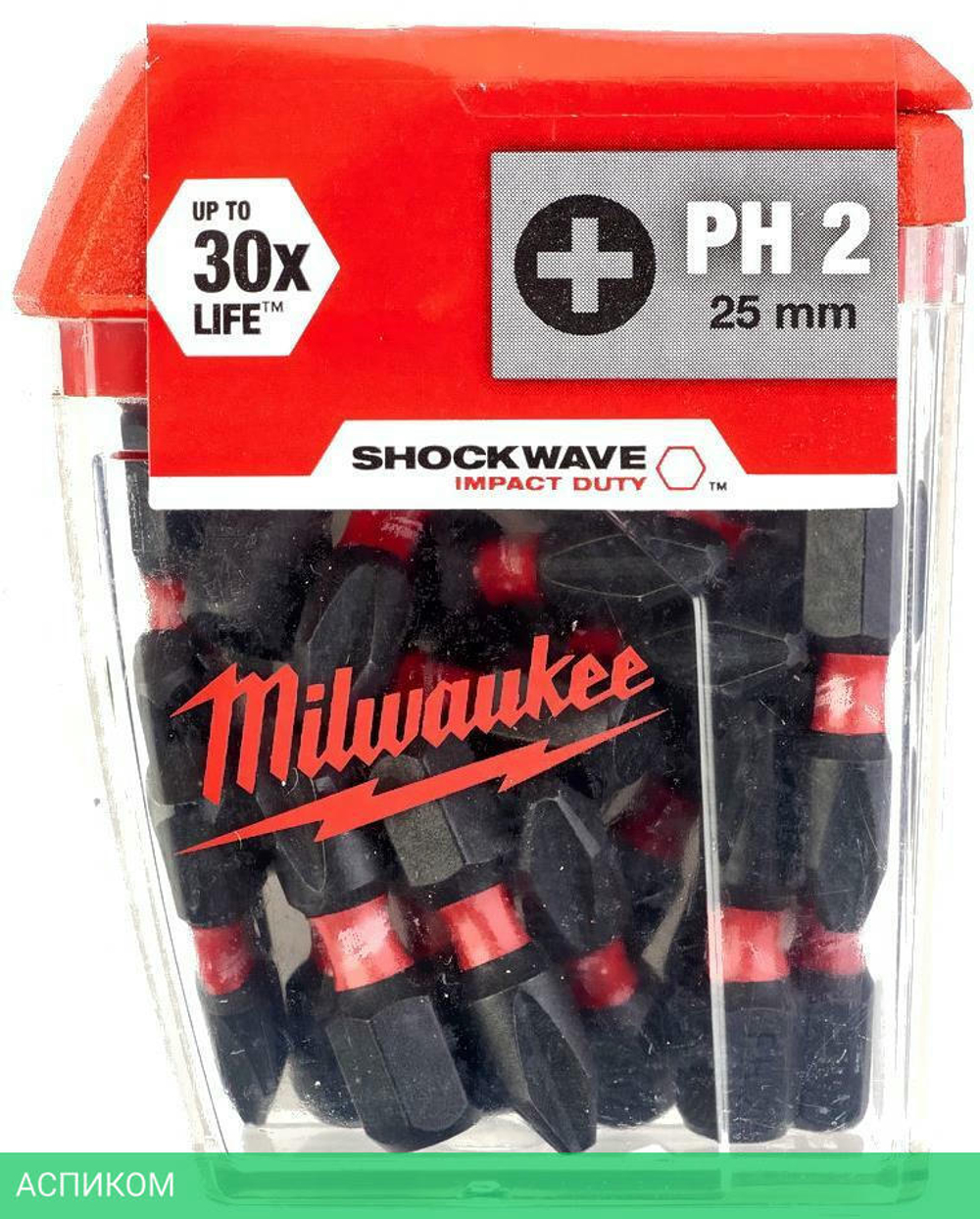 Бита Milwaukee Shockwave PH2 25мм 25шт (4932430853)