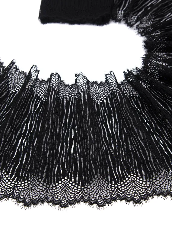 03-190 Кружево эластичное 20 см, зебра, черный 170