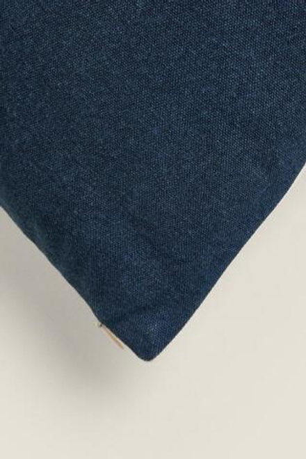 ZARA HOME ОДНОТОННЫЙ ХЛОПКОВЫЙ ЧЕХОЛ ДЛЯ ДЕКОРАТИВНОЙ ПОДУШКИ, СИНИЙ
