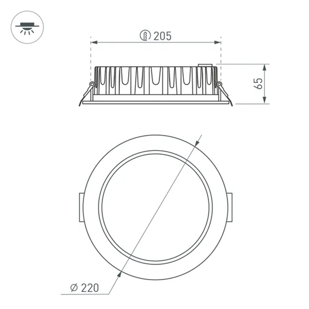 Светильник MS-MIST-BUILT-R220-30W Warm3000 (WH, 110 deg, 230V) (Arlight, IP54 Металл, 5 лет) 041611