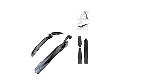 Крылья RBRL MTB 24-29", комплект передне/заднее, крепеж: переднее в шток вилки, заднее за подседельный штырь; для покрышки max 2.5", пластиковые, серо-черные