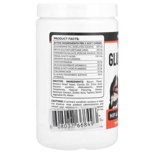 StrellaLab, Max Strength Glucosamine Chews, For Dogs, Senior Advanced, Bacon, 180 Chews, 19 oz (450 g)