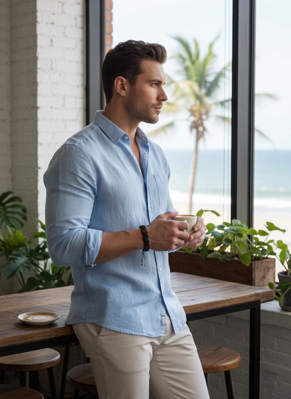 Мужской браслет на руку из янтаря. Браслет из формованного янтаря