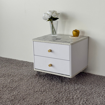 Тумба прикроватная подвесная ROYAL 5302 эко (Мрамор Каррара-р.золото)