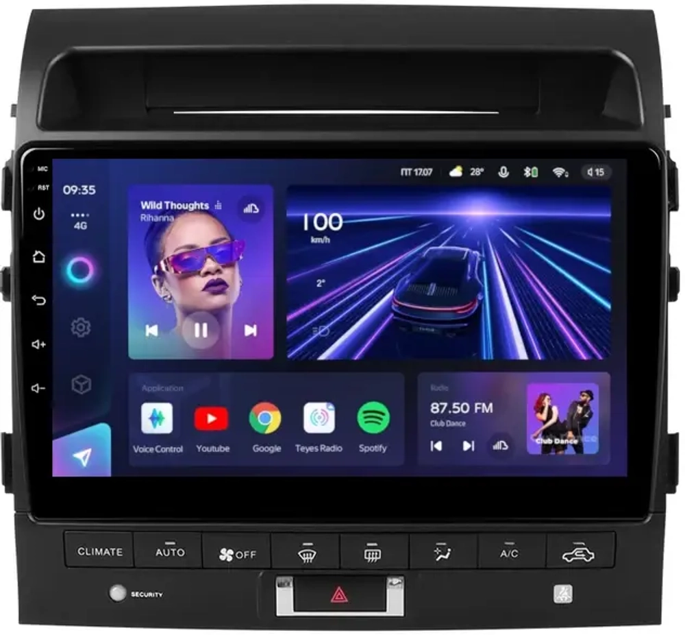 Магнитола для Toyota Land Cruiser 200 2007-2015 (с штат. камерой или 360, рамка 10) - Teyes CC3L на Android 10, 8-ядер, CarPlay, 4G SIM-слот