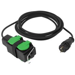 Удлинитель силовой ЭРА GREEN LINE UDL-KG-2x2,5m-5m-IP44 с крышками 4 розетки 5м КГ 2x2.5мм2 IP44 | Электротовары