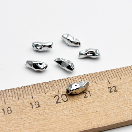 Бусина, цвет серебро (родий), размер 9*4 мм, цена за 1 шт