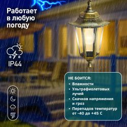 Садово-парковый светильник ЭРА НСУ 06-60-001 бронза 6 гранный подвесной IP44 Е27 max60Вт
