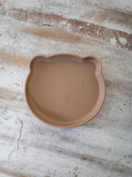 Силиконовая тарелка на присоске 400 мл Мишка, Hazelnut