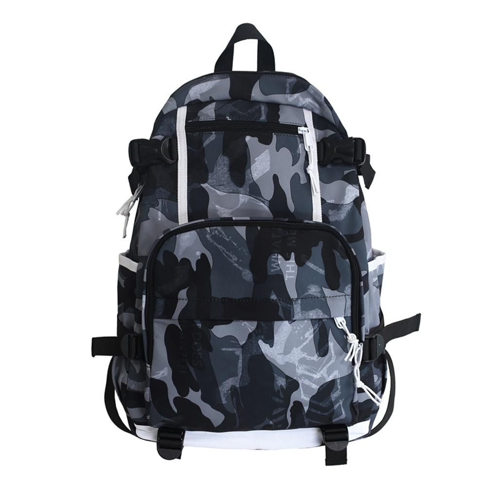 DELIXIONG Nylon Backpack Travel Backpack Regular Unisex Rendering White/Letter Black/Camouflage Black/Shoes White