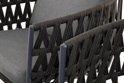 "Диего" лаунж-зона 4-местная плетеная из роупа (веревки), каркас алюминиевый темно-серый, роуп темно-серый