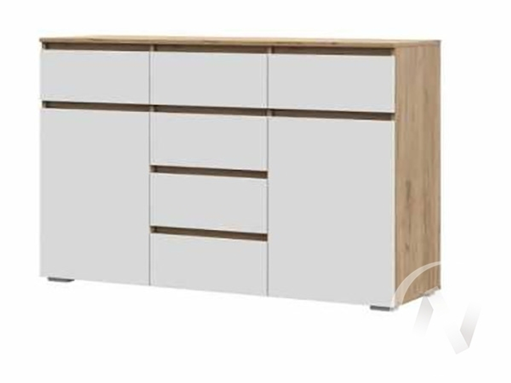 Комод 6 ящиков КМ 05 МС Хелен ЛДСП (дуб крафт золото/белый шагрень)