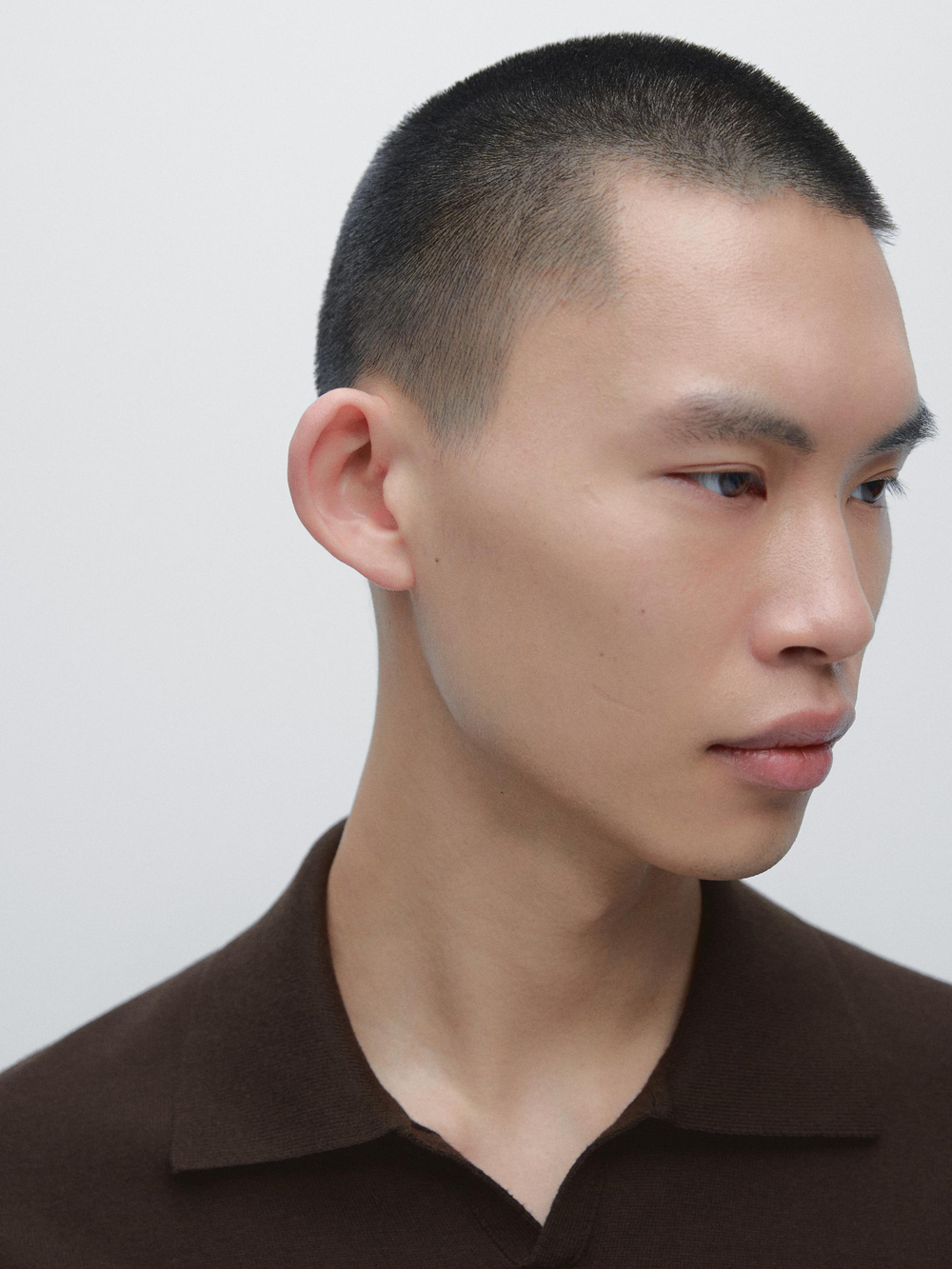 Massimo Dutti Свитер поло из хлопкового трикотажа, пестро-коричневый