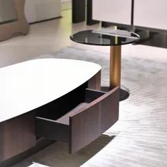 Журнальный столик с выдвижным ящиком 4612, 120х65 см, керамика, орех