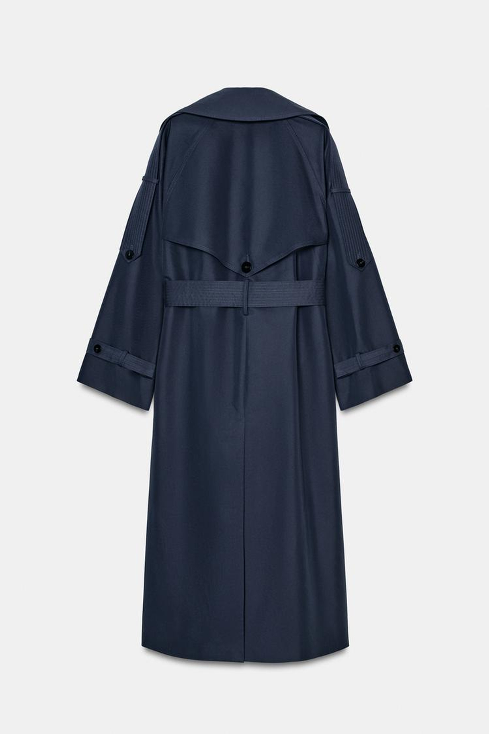 ZARA ТРЕНЧ ОВЕРСАЙЗ С ПОЯСОМ — ZW COLLECTION, СИНИЙ