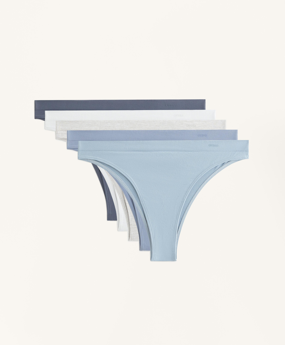 OYSHO Набор из трех трусиков-бразильяно бесшовных мягких на ощупь, темно-синий