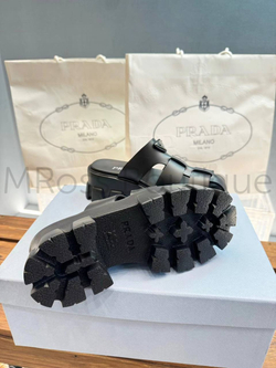 Женские мюли Prada Monolith черного цвета на тракторной подошве