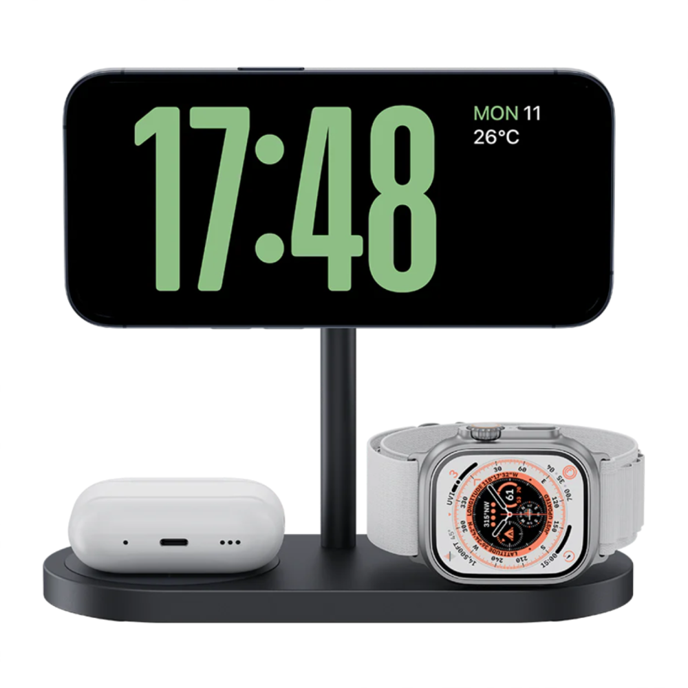 Зарядная станция MagSafe Benks Infinity Omni для iPhone, Apple Watch и AirPods Беспроводная зарядка: Qi 15 Вт, Qi 5 Вт, магнитное крепление для быстрой зарядки Apple Watch (Qi 5 Вт). Проводная зарядка: нет. Есть LED-индикация