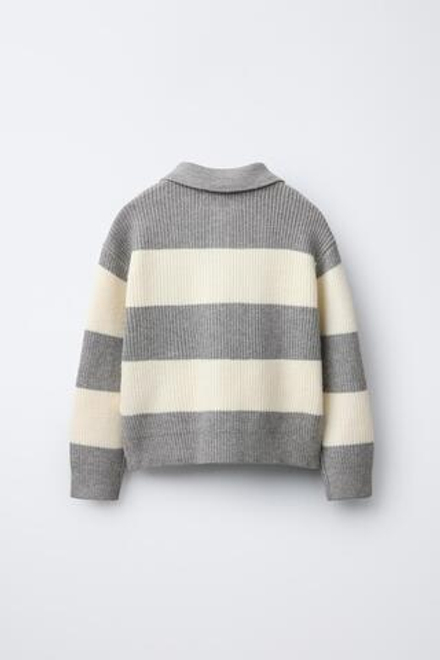 ZARA ТРИКОТАЖНЫЙ ДЖЕМПЕР ПОЛО В ПОЛОСКУ, ПОЛОСКИ